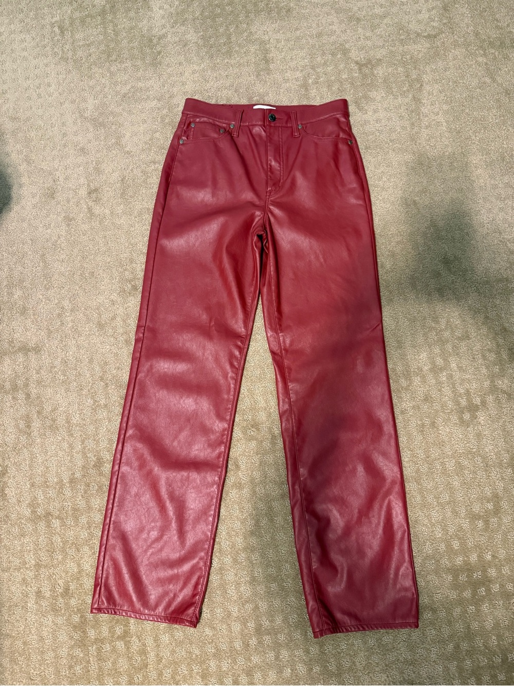 Pistola Maroon Faux Leather Pants